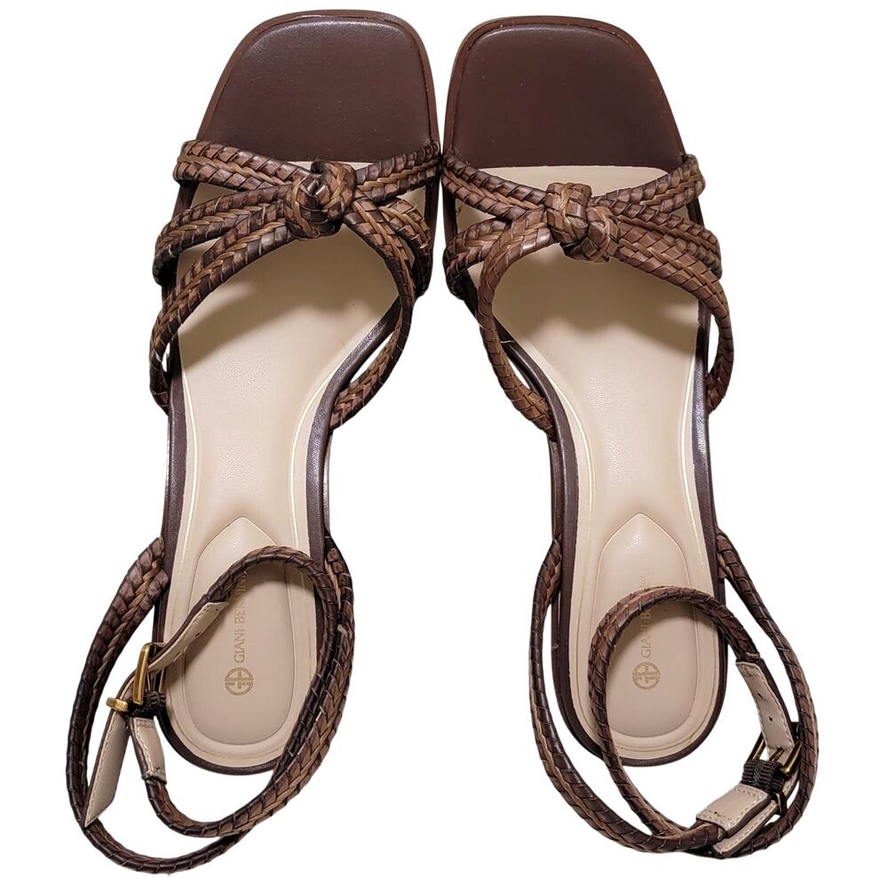 Giani Bernini Women Renaee Woven Ankle Strap Heeled Sandals Size US 8M Brown - Picture 3 of 5